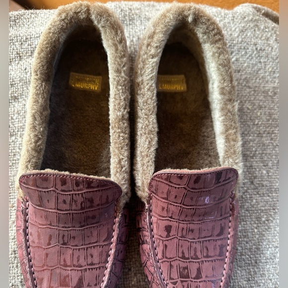 Johnston & Murphy Miranda Plum Suede Print Shearling Lined Driving Shoes Size 9 - Picture 5 of 10